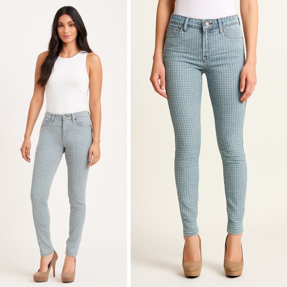 Free People Diamond Print Skinny Jeans Mid Rise Festival Western Southwestern - Picture 1 of 6